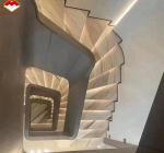 Modern Polished Beige Marble Stairs for Hotels and Villas Graphic Design