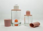 Round Shape Glass Pump Bottles , Transparent Small Lotion Containers