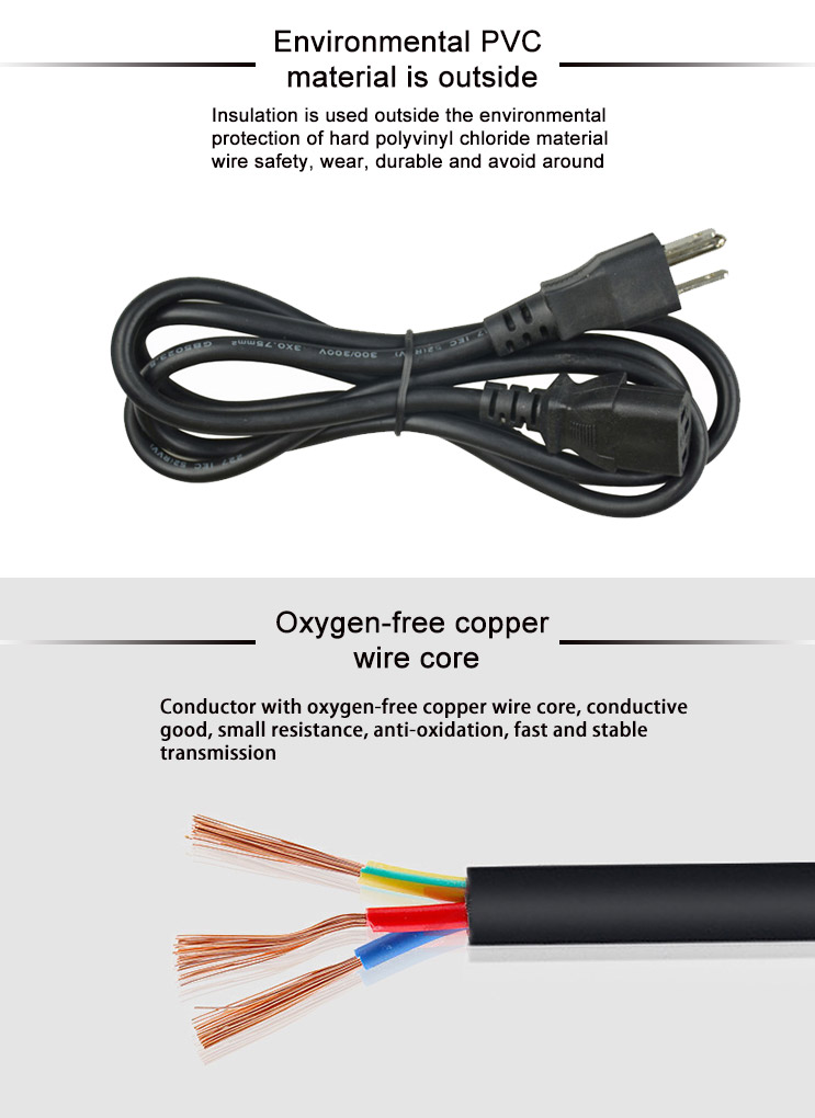 Ce Certified Electrical Laptop Ps5 UK Power Cord 6.8mm O.D Wear Resisting