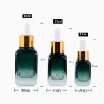 Gradual Green Glass Mini Dropper Bottles Square Non Toxic Buen 1oz