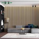 Contemporary Style Black Grey Acoustic Slat Wood Panels PET Felt Backing