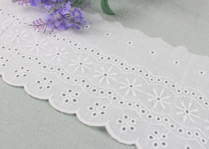 Embroidered Flower Eyelet Cotton Lace Trim With Azo Free Organic 13cm Width