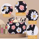 Women Cute Makeup Bag Travel Organizer Pouches with Zipper Sunflower Waterproof