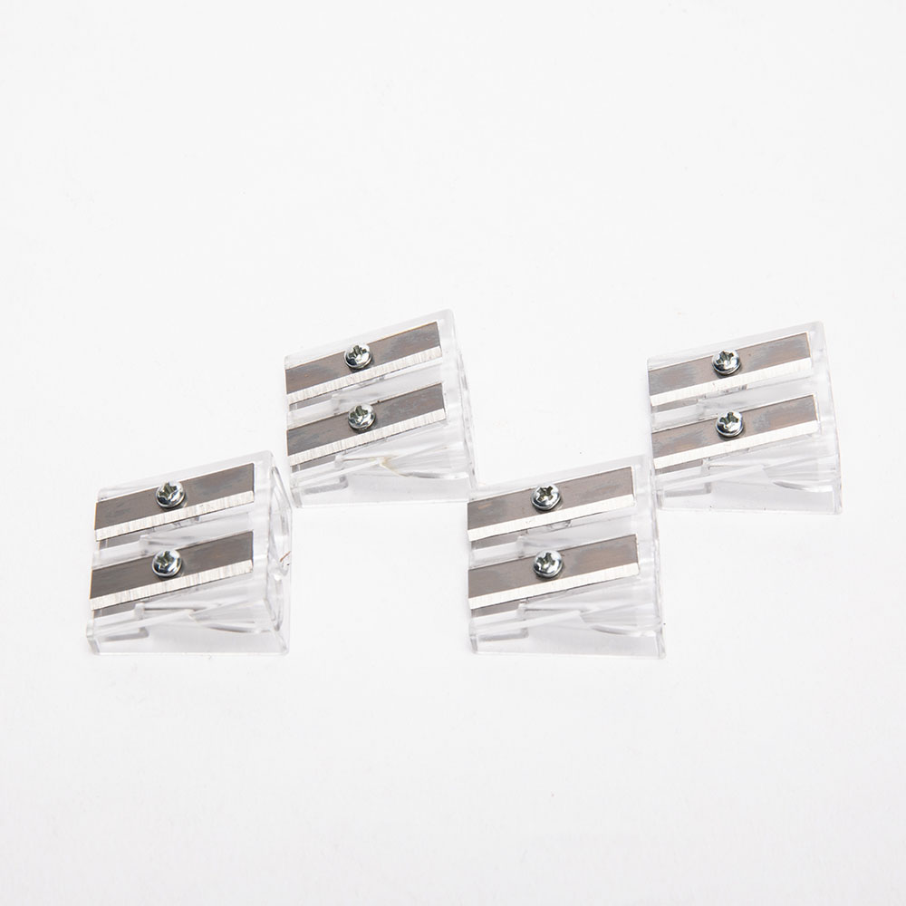 Double Hole Plastic 25mm Manual Pencil Sharpener Transparent