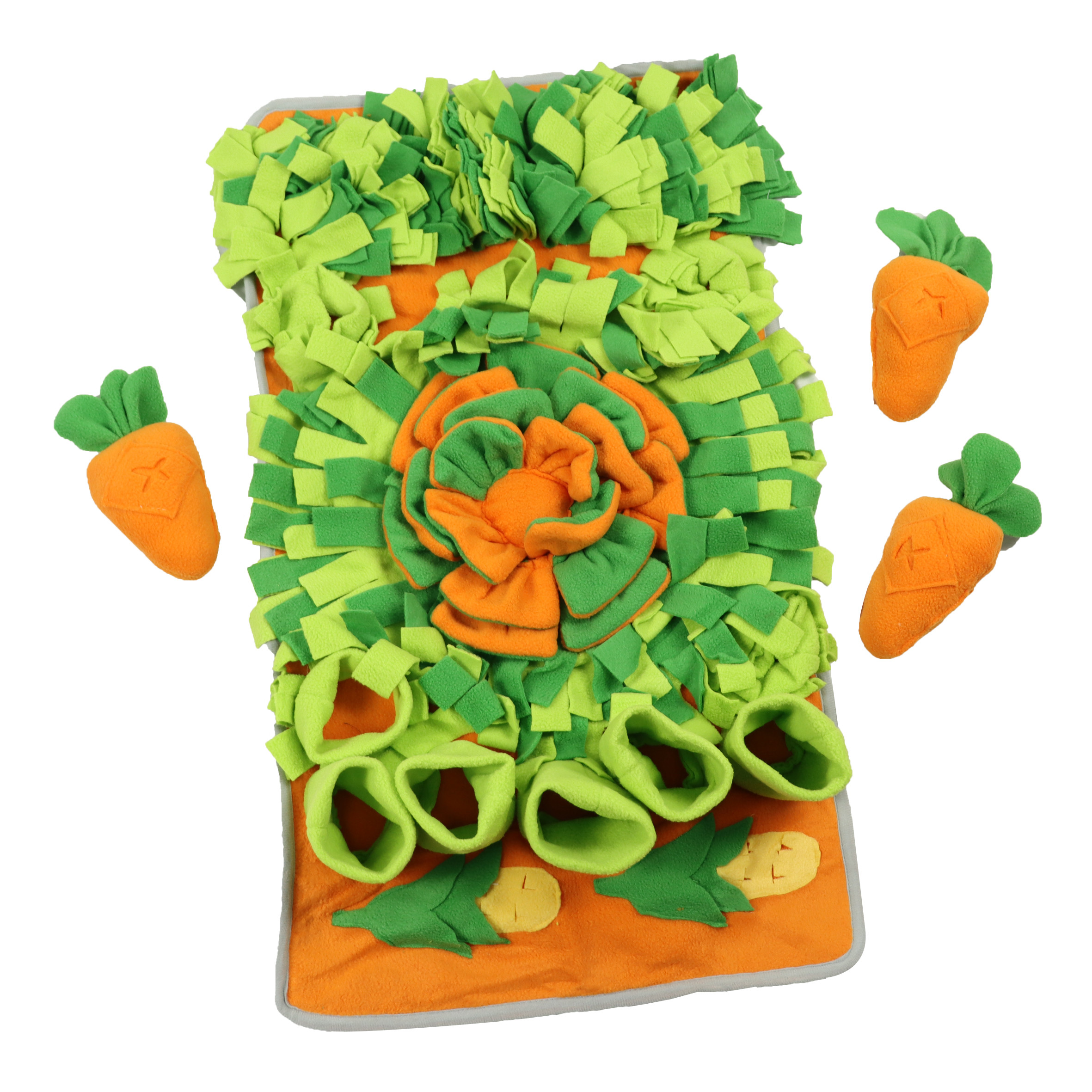 4 Layer Carrot Snuffle Mat For Dogs Cat Fleece Felt Slow Feeding Pet Training Blanket 72x43cm