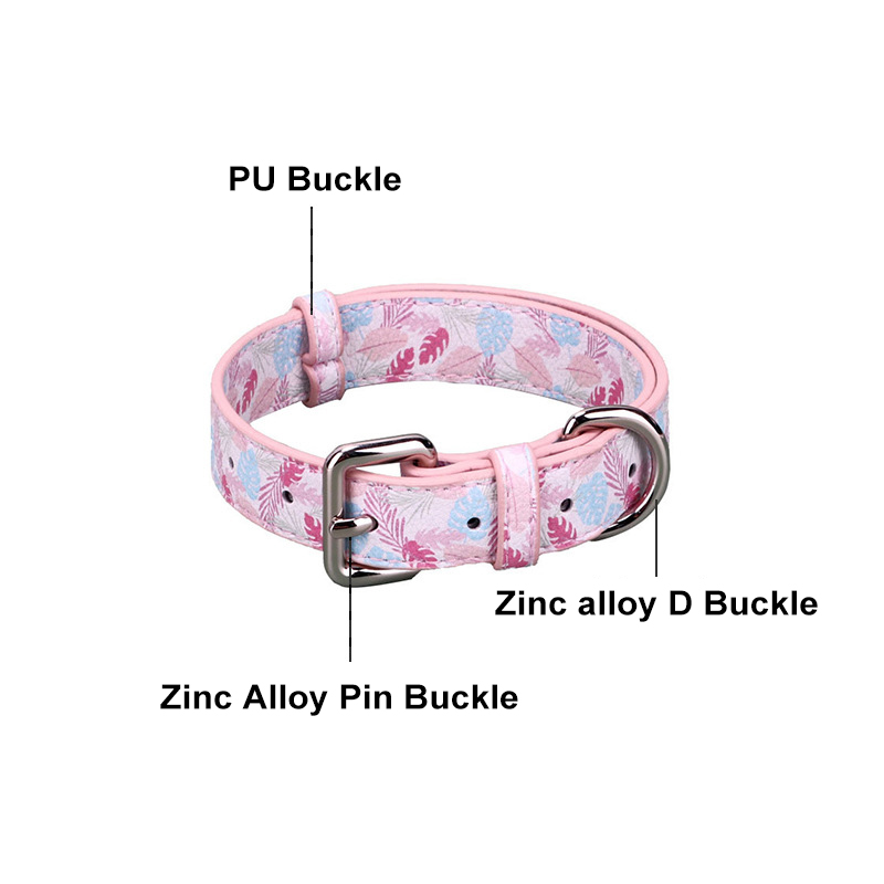 Custom Printed Harness Leash Set Pu Leather Dog Collar Leash Set