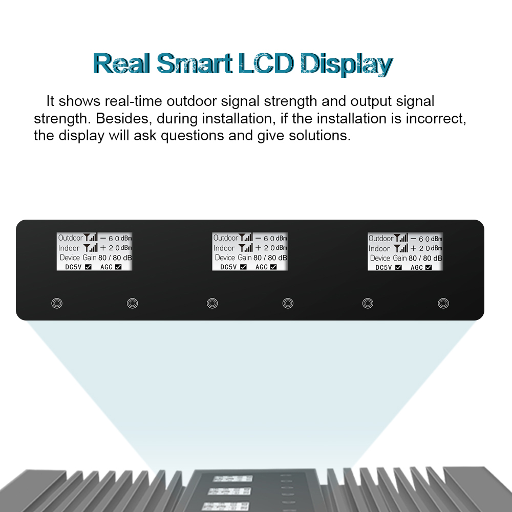 2G 3G 4G 80dB Gain Multi Band Repeater 900MHz 1800MHz 2100MHz