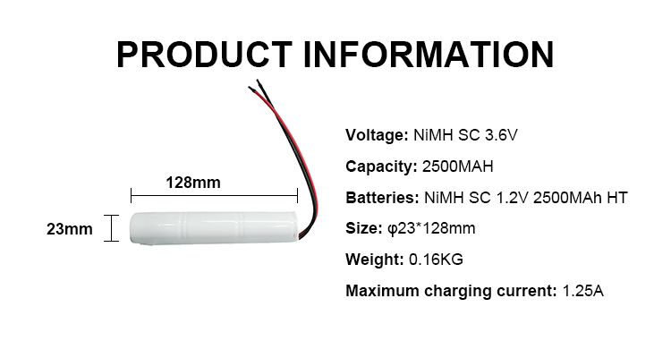 Customized Nickel Rechargeable Battery 3.6v 2500mah Battery