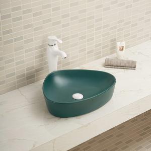 China Low Water Absorption Counter Top Bathroom Sink Green Color Irregular Basin on sale