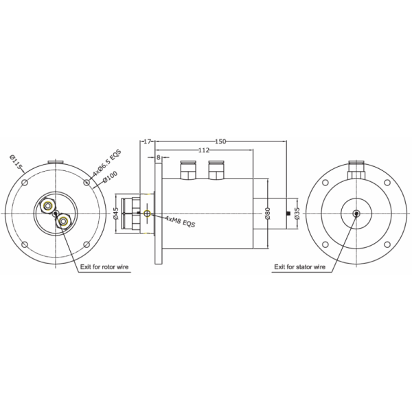 IP54 Protected Flexibly Customizable Gas Fluid Integrated Slip Ring with 50 Million Revolutions Lifetime