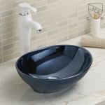 Creative White Ivory Color vessel oval Bathroom porcelain Sink Minimal wash