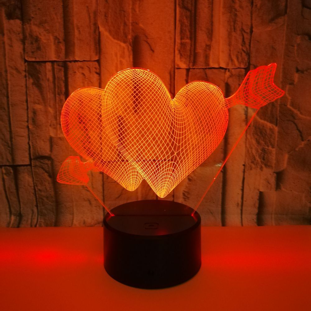Cupid's love wedding picture Valentine's Arrow Colorful 3D night Light Acrylic Atmosphere Table Lamp Gift