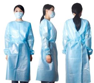 Wholesale Blue Gown Disposable Non Woven PP PE Hooded Disposable Protective Gown from china suppliers