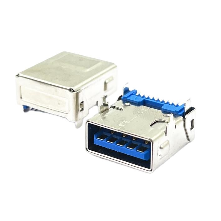 ODM PA9T Blue 300C USB3.1 A Mini Usb Female Socket 9Pins STD R/A