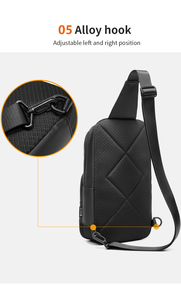 Waterproof Oxford Cloth Mens Shoulder Chest Sling Bag 19*10*34cm