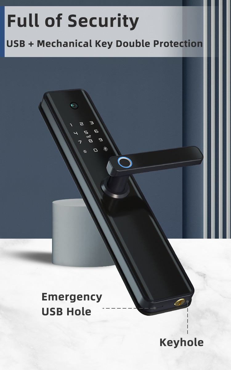 Smart Camera Door Lock Card Operated Wireless Enabled Fingerprint