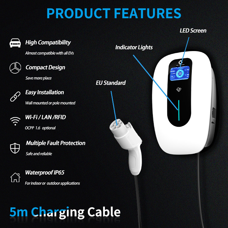 ODM Smart Car Home Charging Station With J1772 Plug WiFi Connectivity