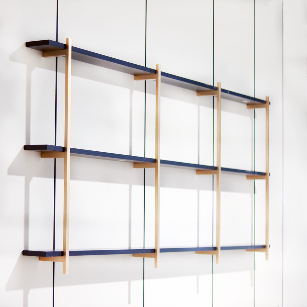 SGS 3 Layer Gold Aluminum Metal Frame Wall Shelf 820mm For Home Decor