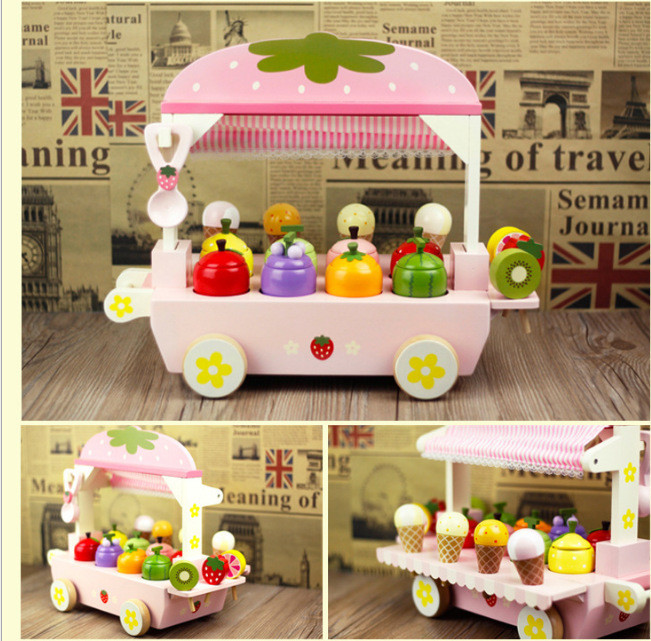 Children'S Wooden Simulation Ice Cream Cone Machine