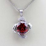 925 Silver Jewelry 7mmx9mm Oval Purple Cubic Zirconia Pendant Necklace (PSJ0207)