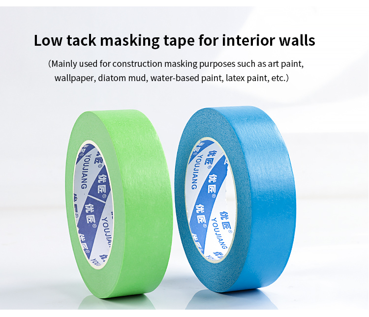 OEM Removable 25mm 48mm Green High Stick Spray Masking Tape For Outdoor Wall Paint