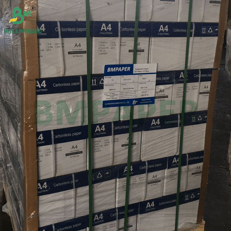 White CB Yellow CF 75grs 78grs Blank Carbonless NCR Paper 8.5"x 14" Black Image