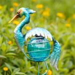 Outdoor Metal Solar Birds Ornaments Waterproof Solar Powered Ornaments