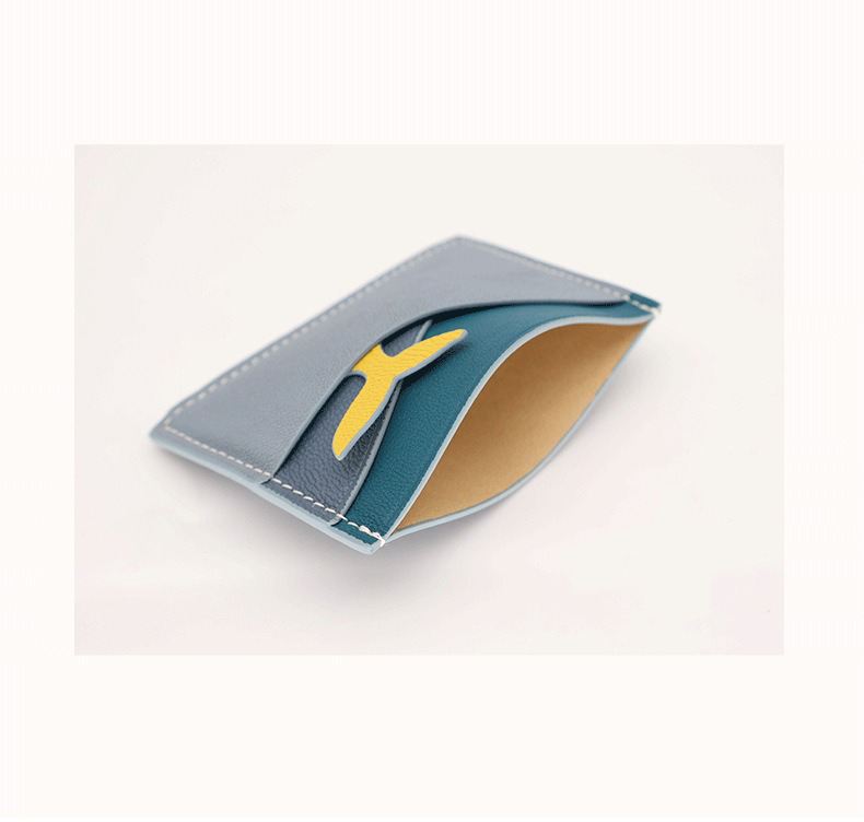 Customizable Small Slim Leather Cardholder with RFID-Blocking Real Leather ID Holder