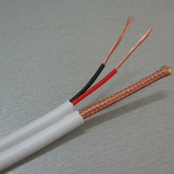 Bare Copper RG59 CCTV Coaxial Cable with 2 × 0.75 mm2 , CCA Power Siamese Cable