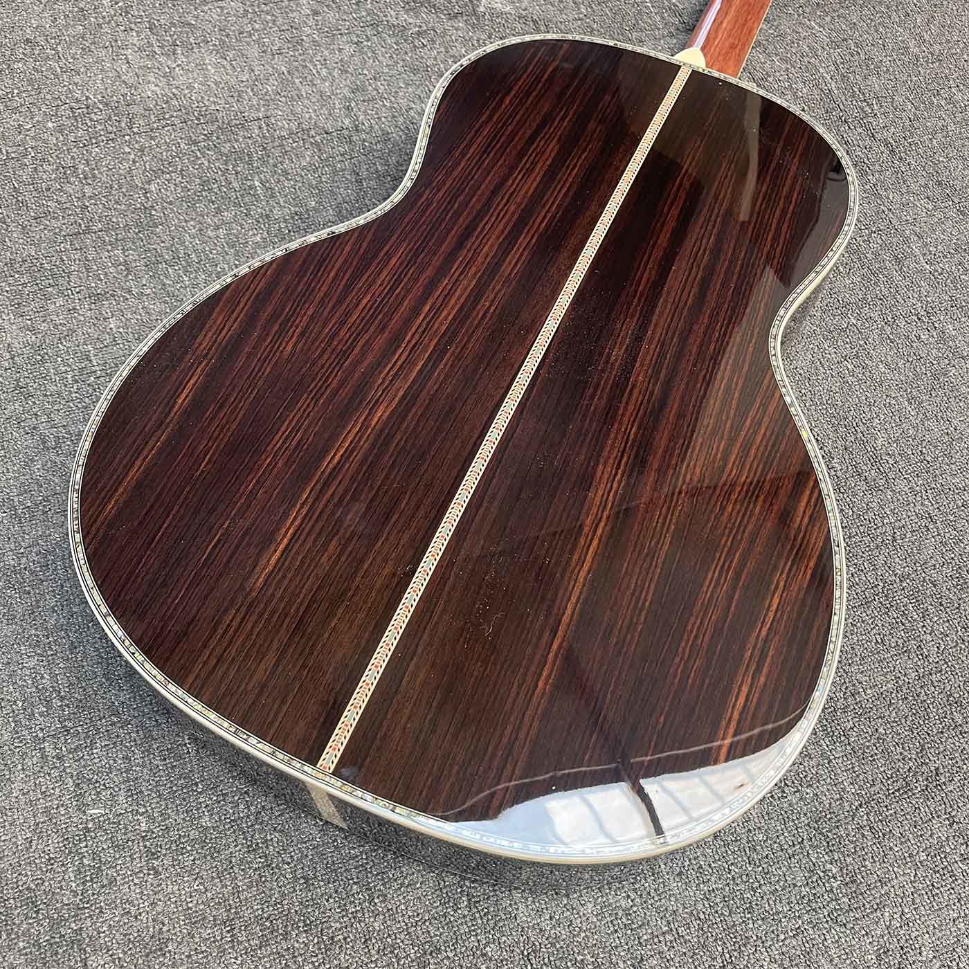 Solid Cedar Top OOO Body Ebony Fingerboard Classic Folk Acoustic Guitar with 43mm Nut Width Abalone Binding Slotted Headstock