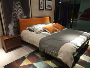 Wholesale 2017 New design of Leather Upholstered headboard Bed by Walnut wood frame for Young Apartment bedroom furniture use from china suppliers