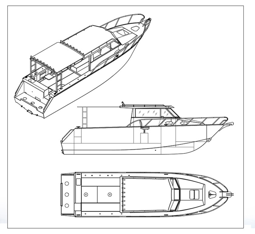 9m 30ft Aluminum Fishing Boats Inshore Cruiser With Enclosed Hardtop Plate Hull Structure