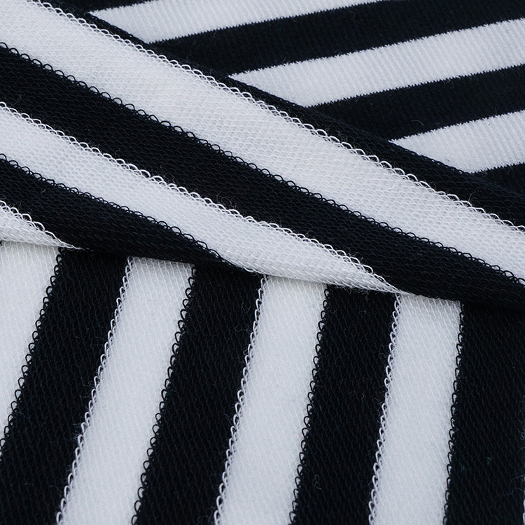 100 Cotton Interlock Fabric Breathable Striped Soft Rib Material For French Terry