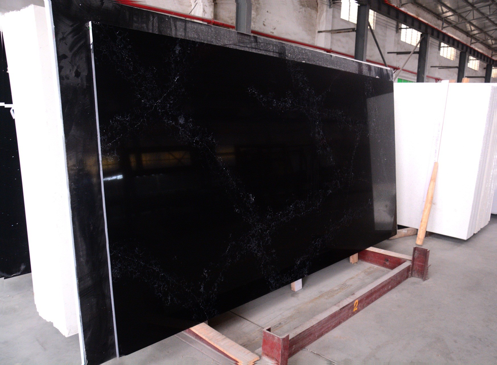 Artificial Black Calacatta Quartz Stone With Bathroom Commercial