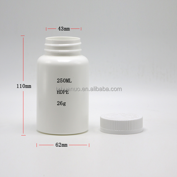 Customized Screw Cap 250ml HDPE Plastic Bottle for Medical Grade Pills Easy to Open