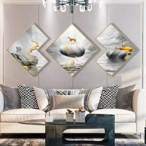 Wholesale Aluminum Frame Crystal Porcelain Painting Wall Art Japanese Style For Living Room Decor from china suppliers