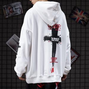 China Abstinence BF Lazy Men Cool Hoodies Cross Print Sweatshirt on sale