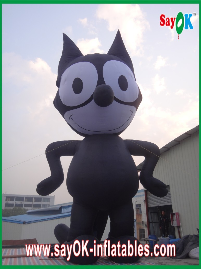 Inflatable Black Cat / Strong Oxford Cloth Inflatable Animal Cartoon Height 8m