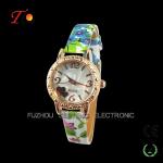 Colorful leather band lady fashion watches trave watch for young girls