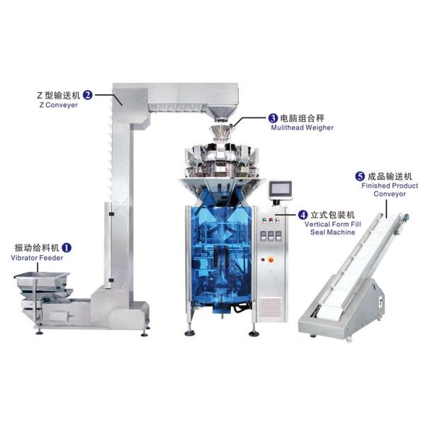 Full automatic vertical bag packing machine automatic granule packaging; vibration feeder