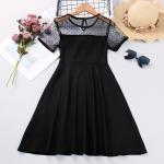 Children'S Dress Clothing Girls Bow Dress Children'S Short-Sleeved Retro Dress