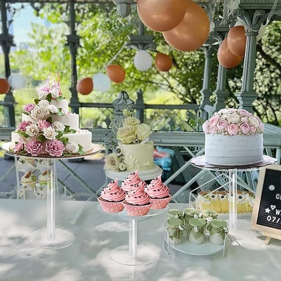 Lovely Round Shape Clear Acrylic Cake Holder Plexiglas POS Stand For Dessert Cake