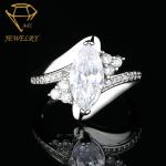 Big Eye Shape S925 Sterling Silver Wedding Ring AAA Cubic Zirconia