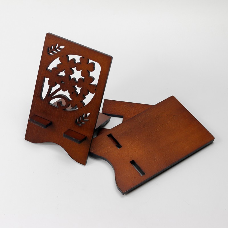 Exquisite carved wooden mobile phone holder cell phone stand