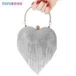 Customize Luxury Handbags Minibook Fashion Heart shaped Diamond Clutch for
