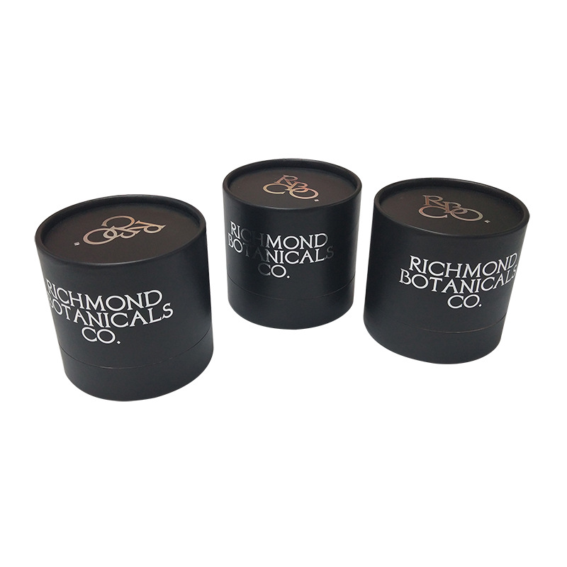Embossing Black Paper Tea Cylinder Packaging Biodegradable Dustproof