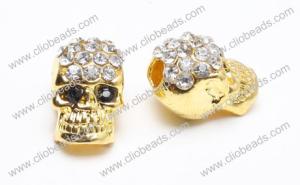 Wholesale Crystal Pave Zinc Alloy Skull Beads AL16044 Jewelry Beads Findings from china suppliers
