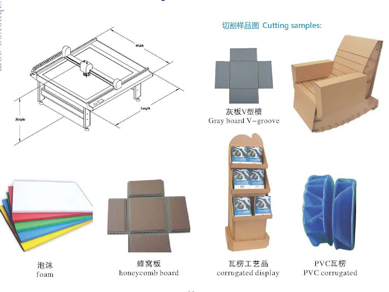 Honeycomb Board Cutting Machine 1500mm/S Cardboard Grey Paper Board Pvc With V-Cut