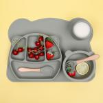 Children Dinnerware Plate Bowls Kid Toddler Feeding Divided Silicon Suction Baby