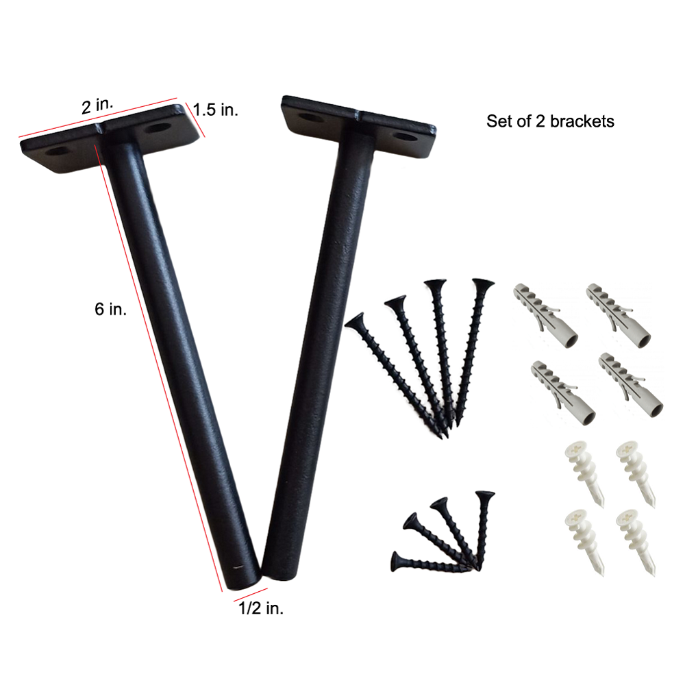 Black or White T-Shaped Steel Floating Shelf Brackets Ideal for Wall Mounted Furniture